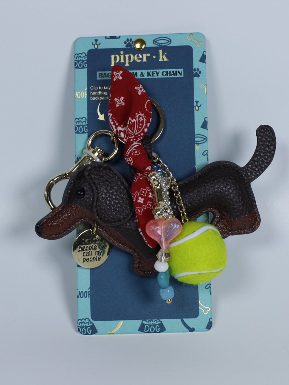 Piper · K Keychain · Dachshund / Sausage Dog - Bag Charm - New